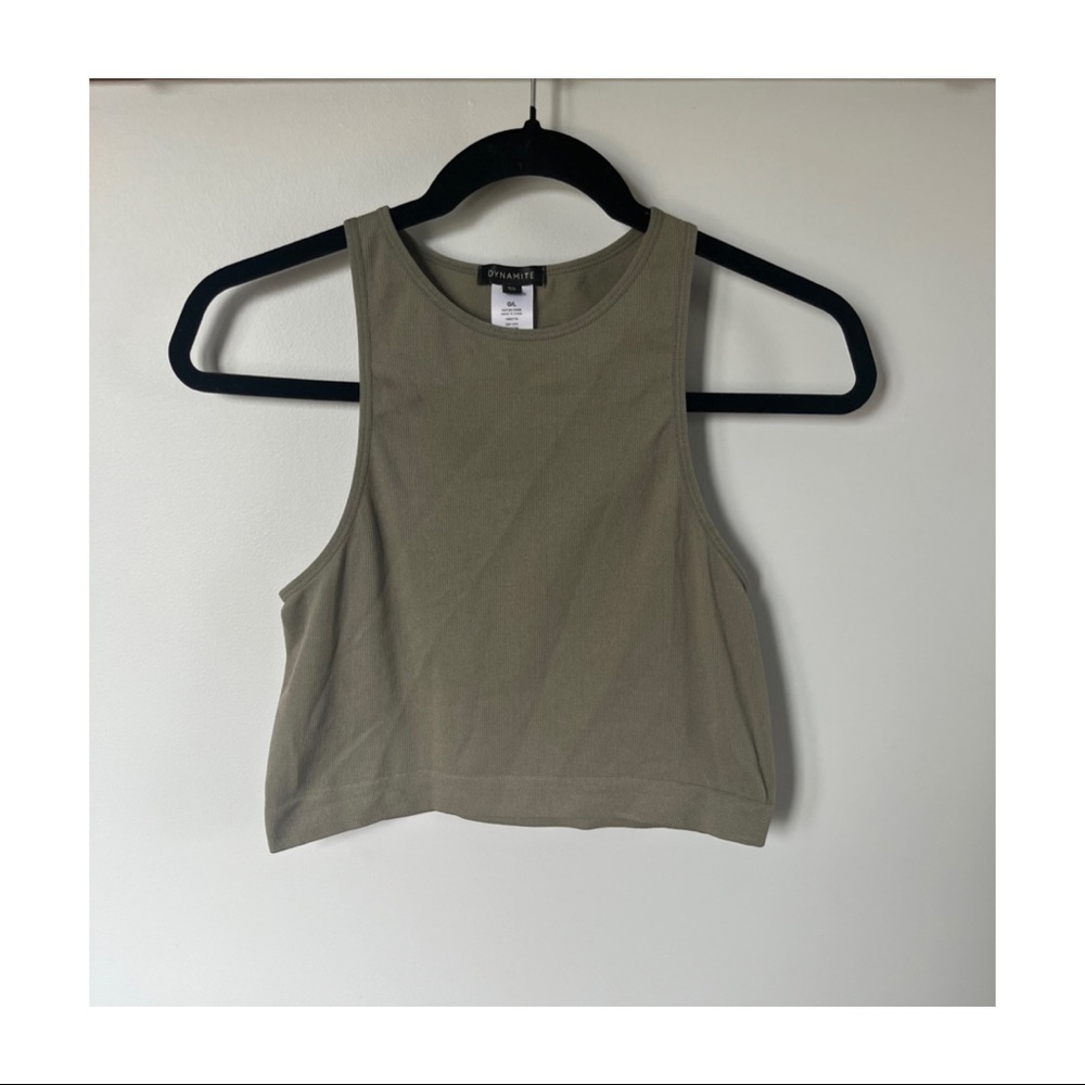 DYNAMITE Green Spencer Seamless Cropped Racerback Top